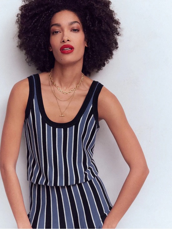Boden Dresses & Skirts - Boden Navy and Blue Vertical-Strip Maxi Skirt & Top Matching Set